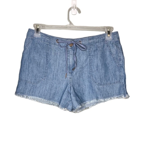 Sanctuary Chambray Playa drawstring Fray Hem Shorts - Picture 2 of 6